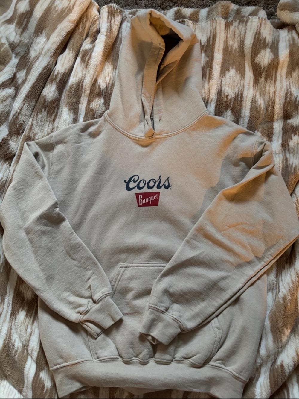 Coors Banquet Logo Hoodie in Light Tan